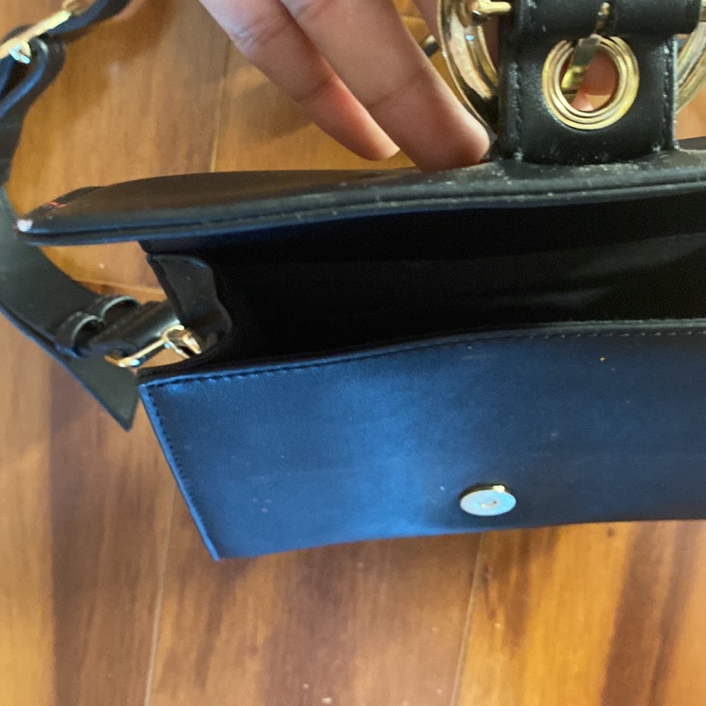 Tiny Black Shoulder Bag With Adjustable Strap - image 5